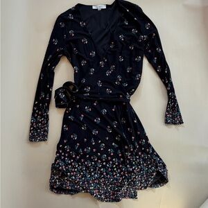 Loft Navy Floral Wrap Dress